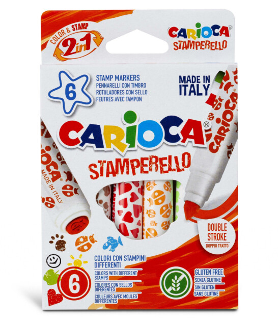 Carioca Stamperello Yıkanabilir Damga ve Keçeli Boya Kalemi (6 Renk)