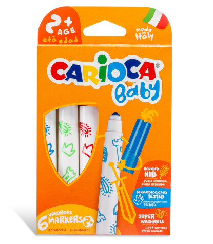 Carioca Jumbo Bebek Süper Yıkanabilir Keçeli Boya Kalemi (6 Renk)