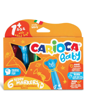 Carioca Teddy Jumbo Bebek S&uuml;per Yıkanabilir Ke&ccedil;eli Boya Kalemi (6 Renk)