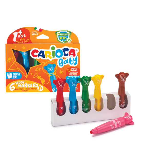 Carioca Teddy Jumbo Bebek Süper Yıkanabilir Keçeli Boya Kalemi (6 Renk)