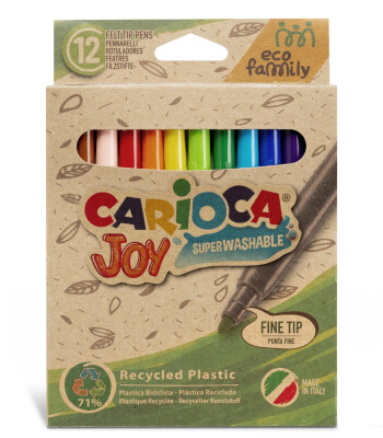 Carioca Ecofamily Joy S&uuml;per Yıkanabilir Ke&ccedil;eli Boya Kalemi (12 Adet)
