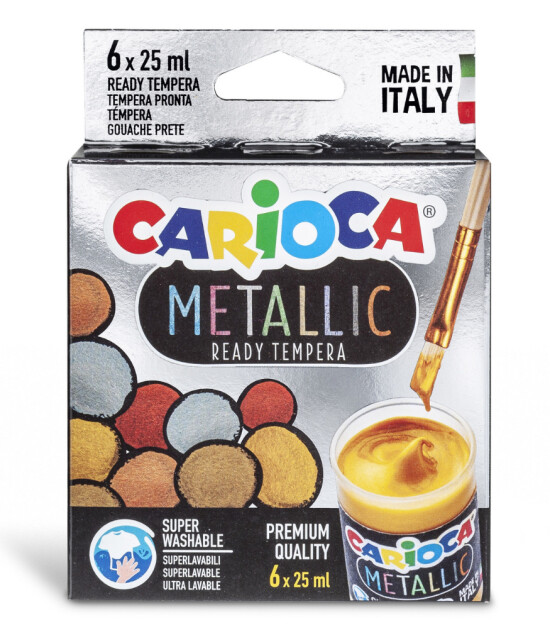 Carioca Süper Yıkanabilir Guaj Boya // Metalik (25 gr x 6 Renk)