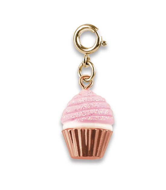 Charm It! Kolye & Bileklik Charm // Gold Pink Glitter Cupcake