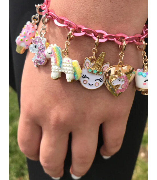 Charm It! Kolye & Bileklik Charm // Gold Unicorn Smiley