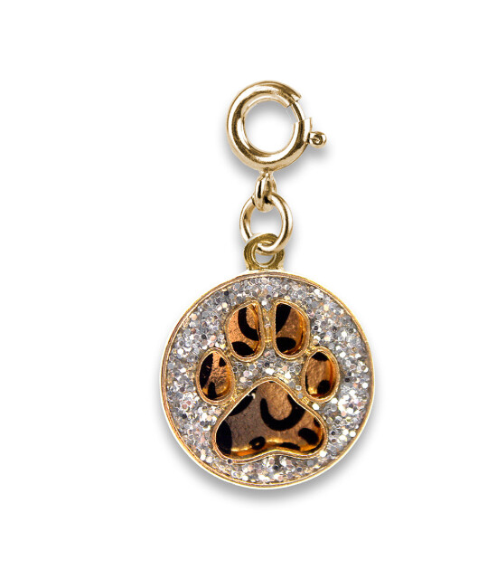 Charm It! Kolye & Bileklik Charm // Gold Swivel Leopard Pawprint
