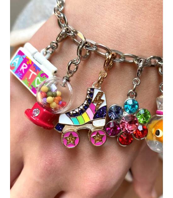 Charm It! Kolye & Bileklik Charm // Gold Rainbow Rollerskate