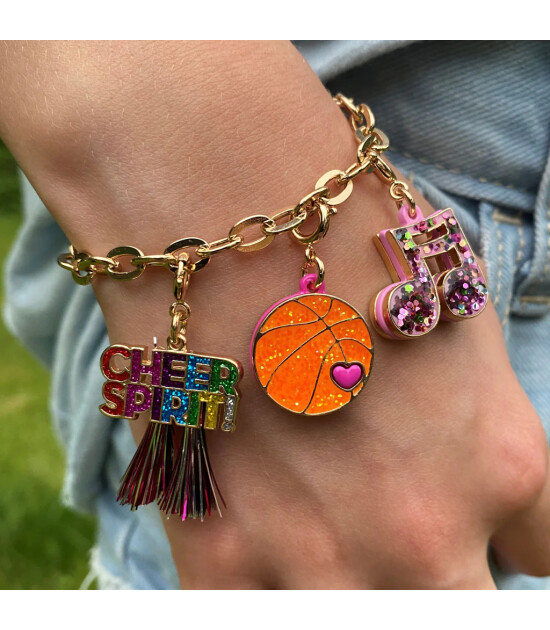 Charm It! Kolye & Bileklik Charm // Gold Glitter Basketball