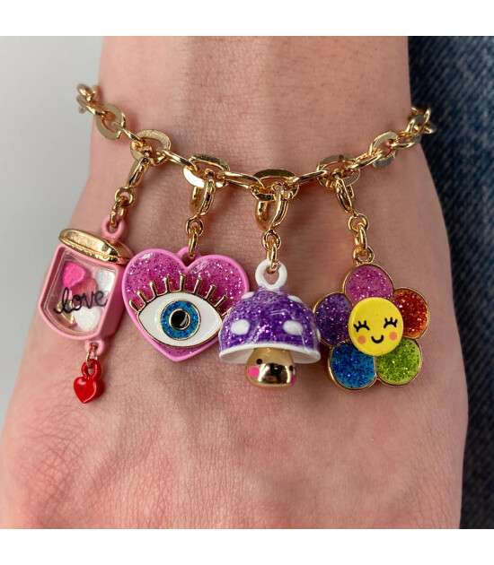 Charm It! Kolye & Bileklik Charm // Gold Glitter Lucky Eye