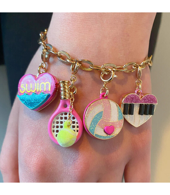 Charm It! Kolye & Bileklik Charm // Gold Glitter Volleyball