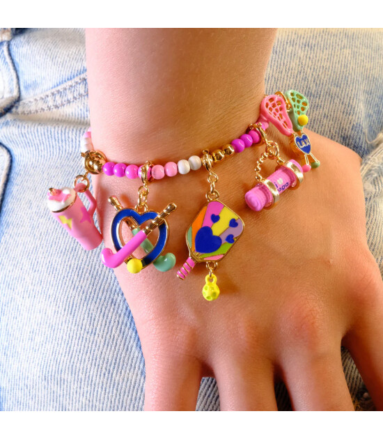 Charm It! Kolye & Bileklik Charm // Gold Pink Stretch Bead Bracelet