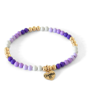 Charm It! Boncuk Bileklik // Gold Purple Stretch Bead Bracelet