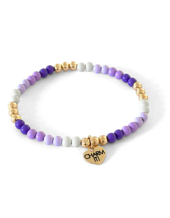 Charm It! Boncuk Bileklik // Gold Purple Stretch Bead Bracelet
