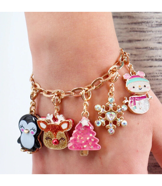 Charm It! Kolye & Bileklik Charm // Gold Pink New Year Tree