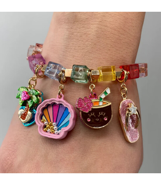 Charm It! Kolye & Bileklik Charm // Gold Glitter Palm Tree