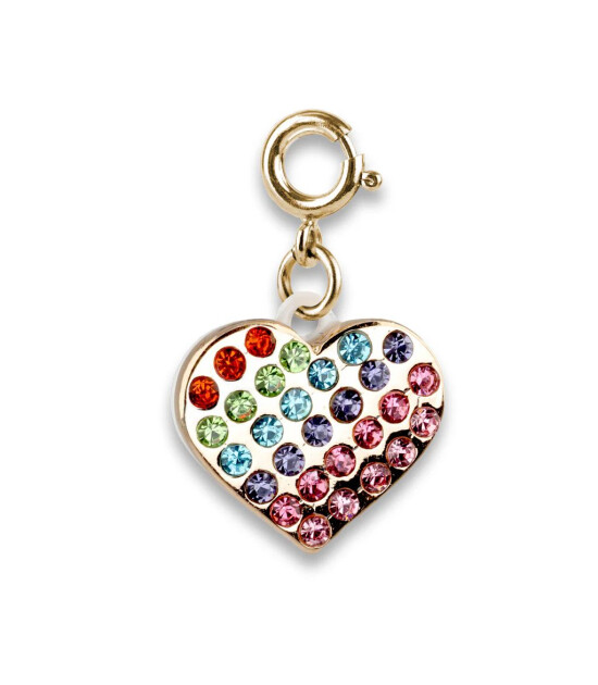 Charm It! Kolye & Bileklik Charm // Gold Rainbow Sparkle Heart