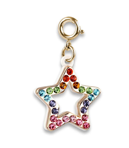 Charm It! Kolye & Bileklik Charm // Gold Rainbow Sparkle Star