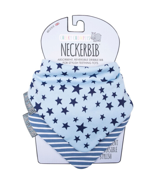 Cheeky Chompers NeckeBIB Önlük Set // Blue Stars & Stripes