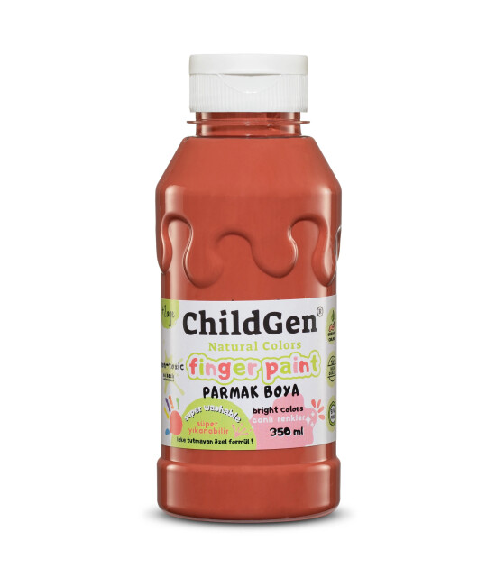 Childgen S&uuml;per Yıkanabilir Parmak Boya 350ML - Kahverengi