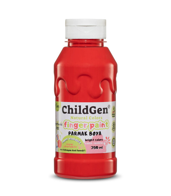Childgen S&uuml;per Yıkanabilir Parmak Boya 350ML - Kırmızı