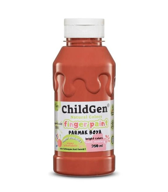 Childgen - S&uuml;per Yıkanabilir Parmak Boya 350 ml şişe - Kahverengi