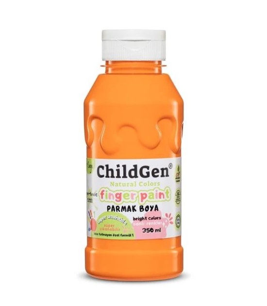 Childgen - Süper Yıkanabilir Parmak Boya 350 ml şişe - Turuncu