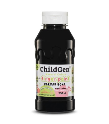Childgen - Süper Yıkanabilir Parmak Boya 350 ml şişe - Siyah