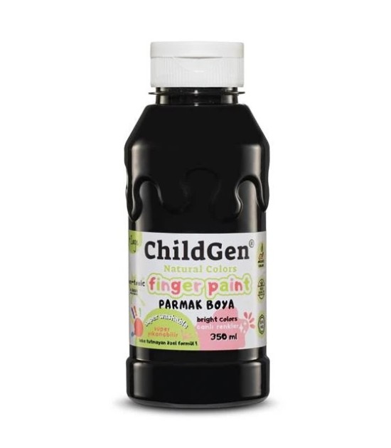 Childgen - Süper Yıkanabilir Parmak Boya 350 ml şişe - Siyah