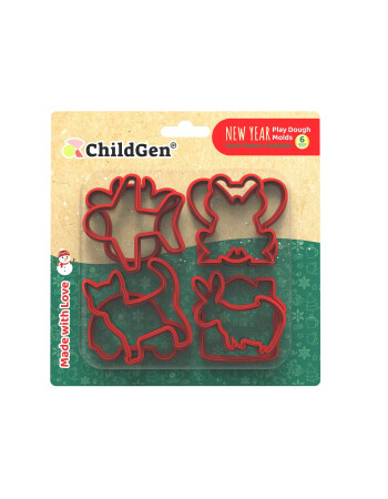 Childgen Play Dough ChildGen Yeni Yıl Oyun Hamuru Kalıbı Seti- 6 Parça