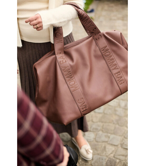 Childhome Mommy Bag Çanta, Signature Vegan Deri Koyu Kahve