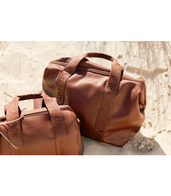 Childhome Mommy Bag Çanta, Signature Vegan Deri Koyu Kahve