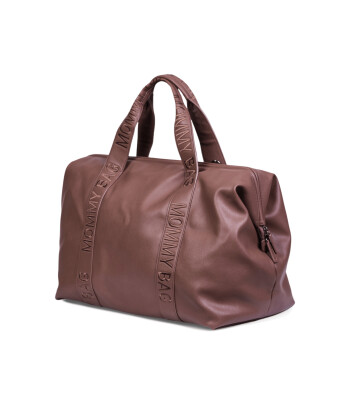 Childhome Mommy Bag Çanta, Signature Vegan Deri Koyu Kahve