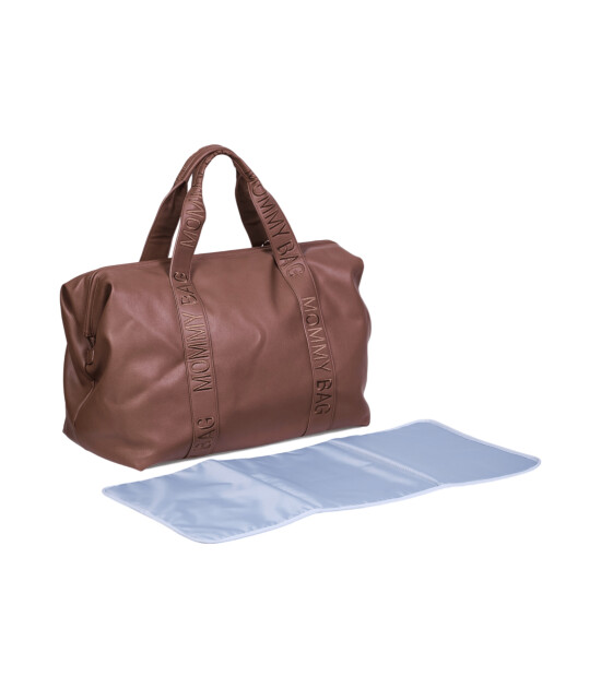 Childhome Mommy Bag Çanta, Signature Vegan Deri Koyu Kahve