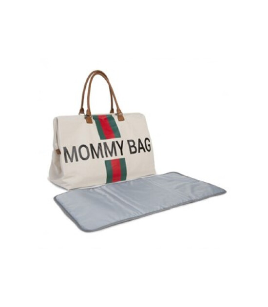 ChildHome Mommy Bag Anne Bebek Bakım Çantası // Kanvas // Yeşil - Kırmızı-kb