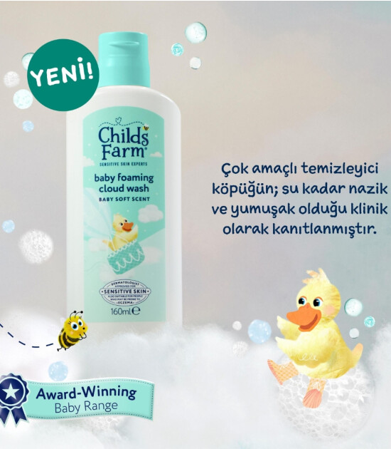 Childs Farm Aloe Vera ve Salatalık &Ouml;zl&uuml; Yenidoğan K&ouml;p&uuml;k Bebek Şampuan (160 ml)