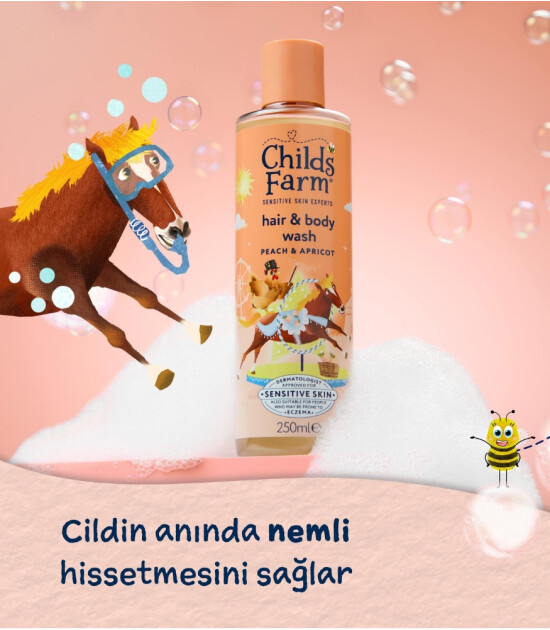 Childs Farm Şeftali ve Kayısı &Ouml;zl&uuml; &Ccedil;ocuk Sa&ccedil; ve V&uuml;cut Şampuanı (250 ml)