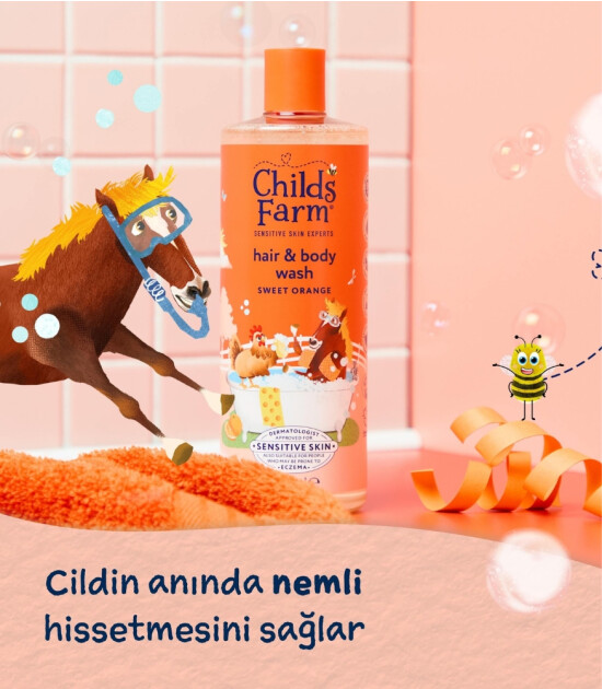 Childs Farm Organik Tatlı Portakal &Ouml;zl&uuml; &Ccedil;ocuk Sa&ccedil; ve V&uuml;cut Şampuan (500ml)
