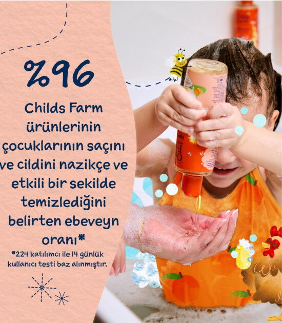 Childs Farm Organik Tatlı Portakal &Ouml;zl&uuml; &Ccedil;ocuk Sa&ccedil; ve V&uuml;cut Şampuan (500ml)