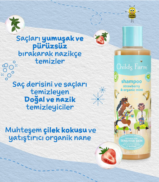 Childs Farm Çilek ve Organik Nane Özlü Çocuk Şampuan