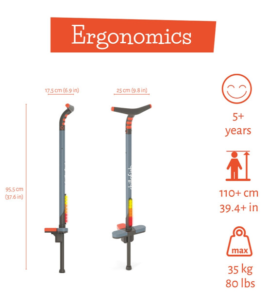 Chillafish Poogi Glow Pogo Stick Işıklı Zıplama &Ccedil;ubuğu (95 cm) // Papaya