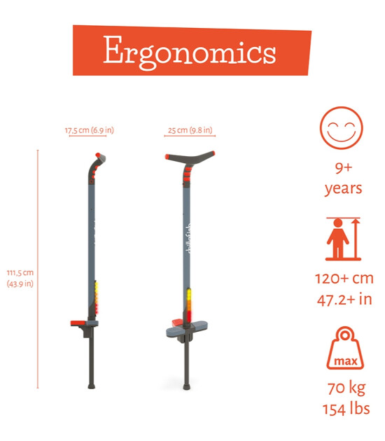 Chillafish Poogi Glow Pogo Stick Işıklı Zıplama &Ccedil;ubuğu (110 cm) // Papaya