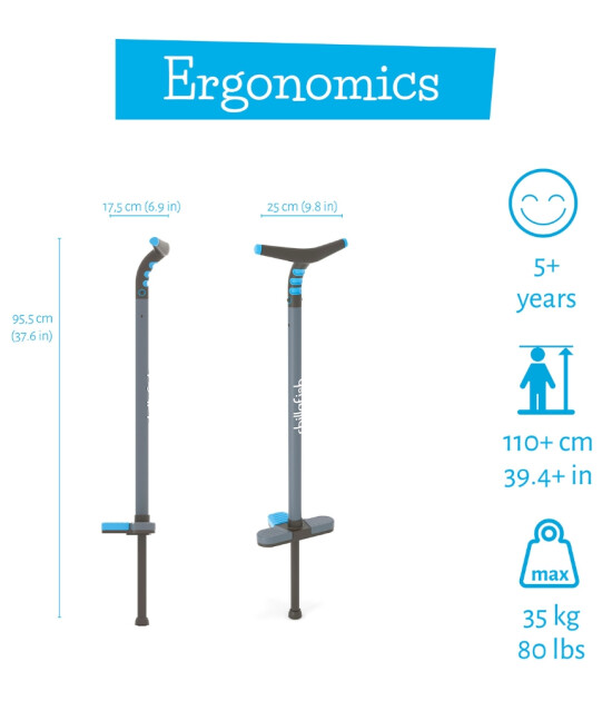 Chillafish Poogi Pogo Stick Zıplama Çubuğu (95 cm) // Mavi