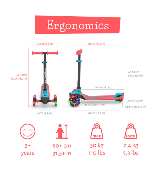Chillafish Scotti Glow Işıklı Scooter // Kırmızı
