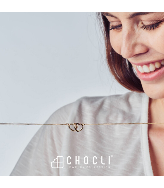 Chocli Altın Kaplama Kolye (18 Ayar) // Hearts