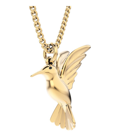 Chocli Altın Kaplama Kolye (18 Ayar) // Humming Bird