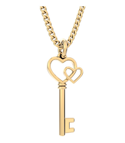 Chocli Altın Kaplama Kolye (18 Ayar) // Aşk Anahtarı