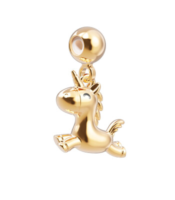 Chocli Altın Kaplama Kolye & Bileklik Charm (18 Ayar) // Unicorn