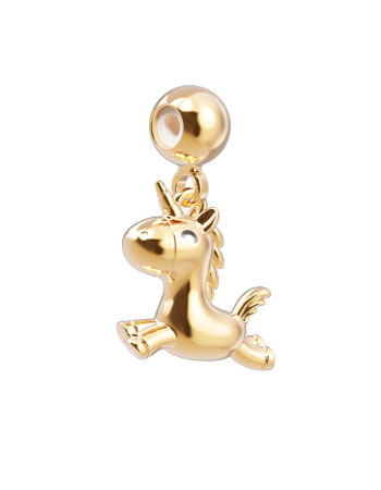 Chocli Altın Kaplama Kolye & Bileklik Charm (18 Ayar) // Unicorn