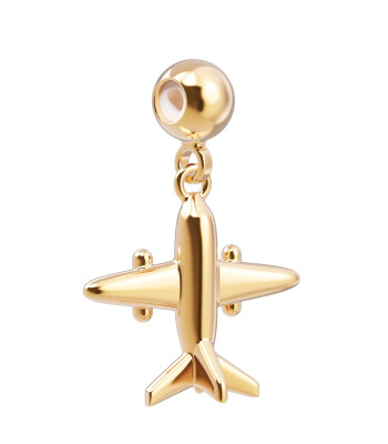 Chocli Altın Kaplama Kolye & Bileklik Charm (18 Ayar) // Uçak