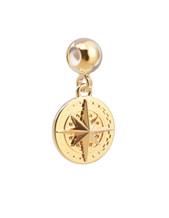 Chocli Altın Kaplama Kolye & Bileklik Charm (18 Ayar) // Pusula