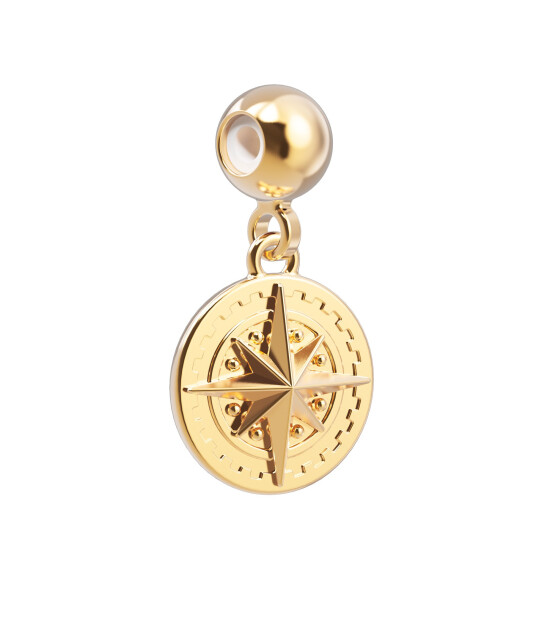 Chocli Altın Kaplama Kolye & Bileklik Charm (18 Ayar) // Pusula